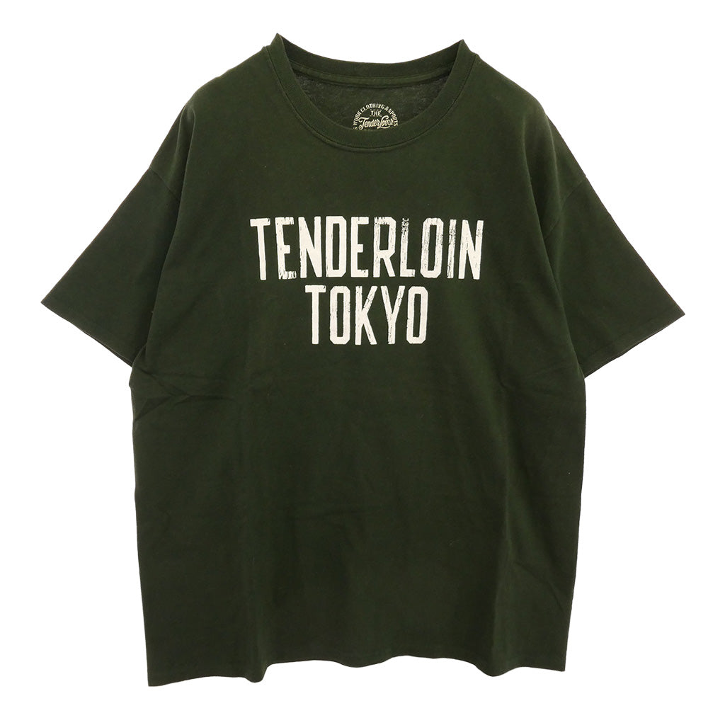 TENDERLOIN テンダーロイン T-TEE TENDERLOIN TOKYO ロゴプリント 半袖Tシャツ グリーン モスグリーン系 L【中古】
