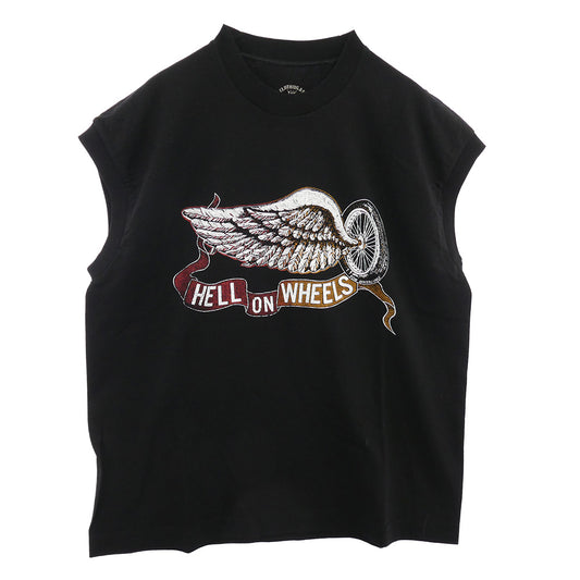 TENDERLOIN テンダーロイン T-N/S TEE HELL ON WHEELS ウィングホイールプリント ノースリーブ Tシャツ ブラック ブラック系 M【美品】【中古】
