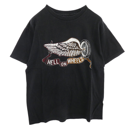 TENDERLOIN テンダーロイン T-TEE HELL ON WHEELS ウィングホイールプリント 半袖Tシャツ ブラック ブラック系 M【中古】