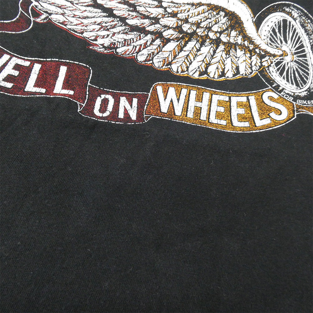 TENDERLOIN テンダーロイン T-TEE HELL ON WHEELS ウィングホイールプリント 半袖Tシャツ ブラック ブラック系 M【中古】