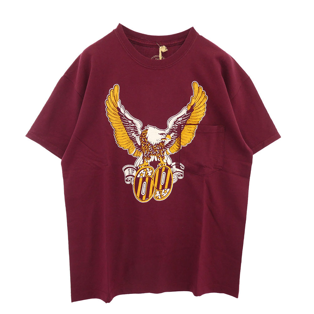 TENDERLOIN テンダーロイン T-TEE69 イーグルプリント ポケット 半袖Tシャツ エンジ系 M【中古】