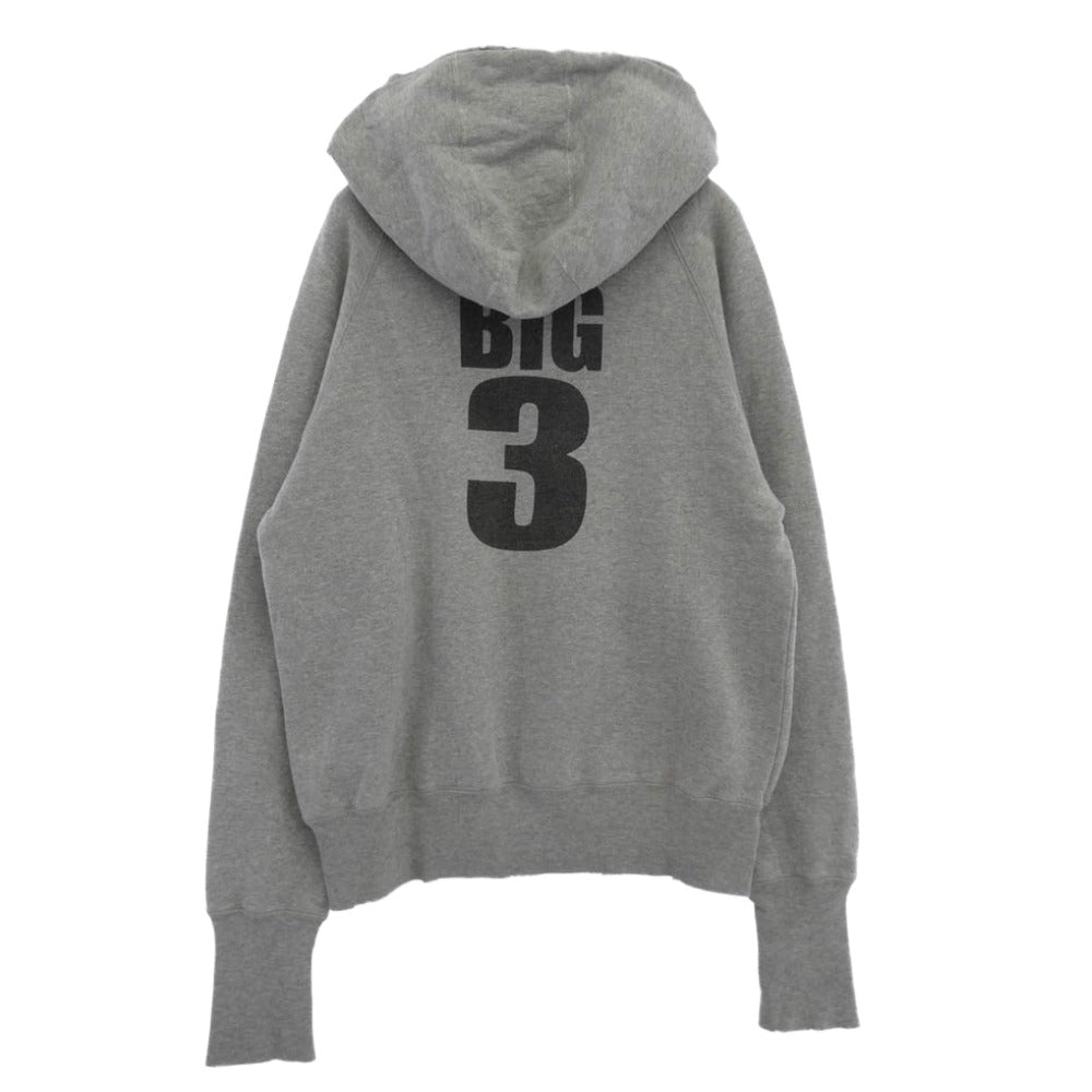 TMT ティーエムティー BIGHOLIDAY ビッグホリデー YOURS プリント ダメージ加工 フーディー パーカー グレー系 M【中古】