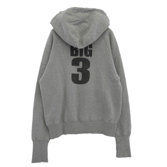 TMT ティーエムティー BIGHOLIDAY ビッグホリデー YOURS プリント ダメージ加工 フーディー パーカー グレー系 M【中古】