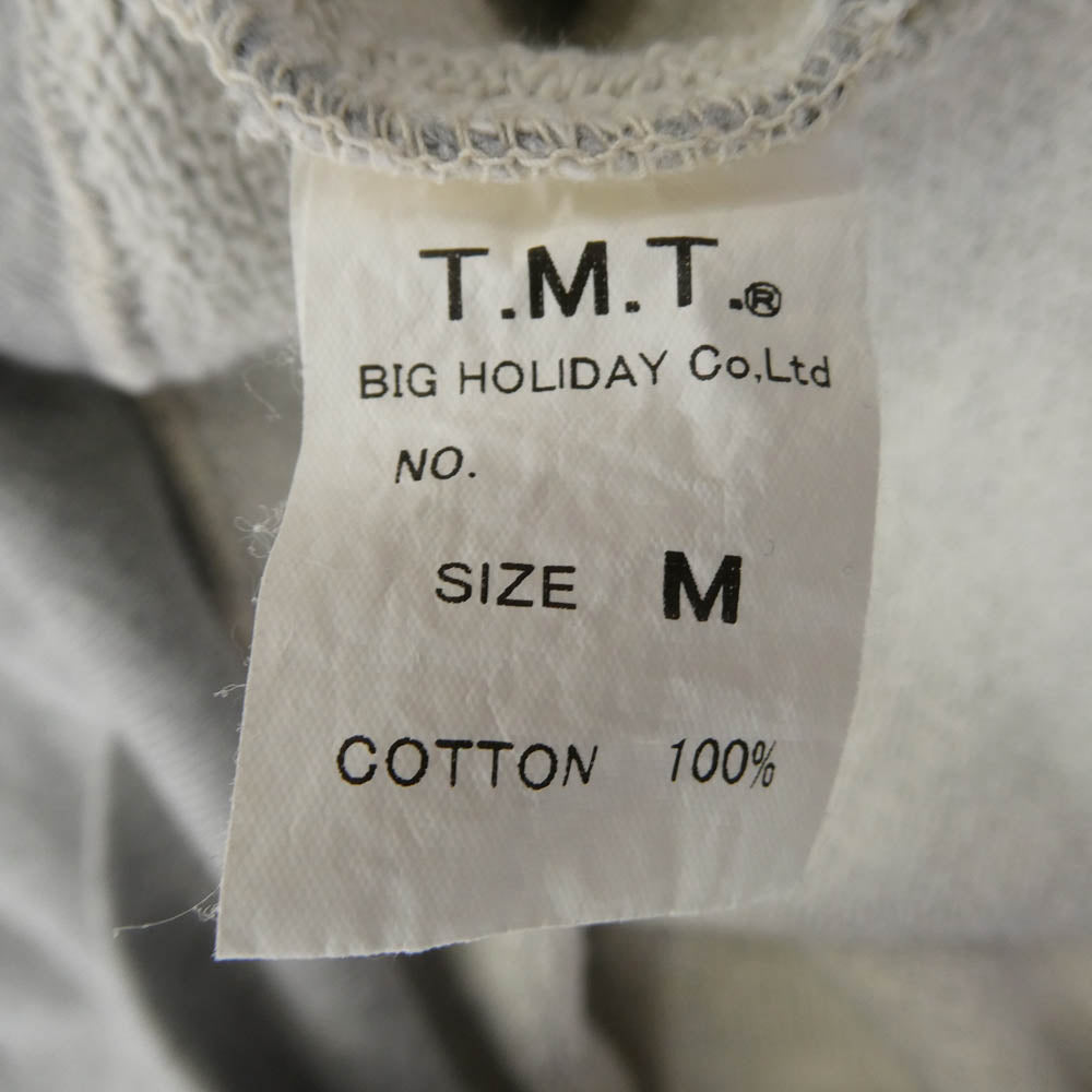 TMT ティーエムティー BIGHOLIDAY ビッグホリデー YOURS プリント ダメージ加工 フーディー パーカー グレー系 M【中古】