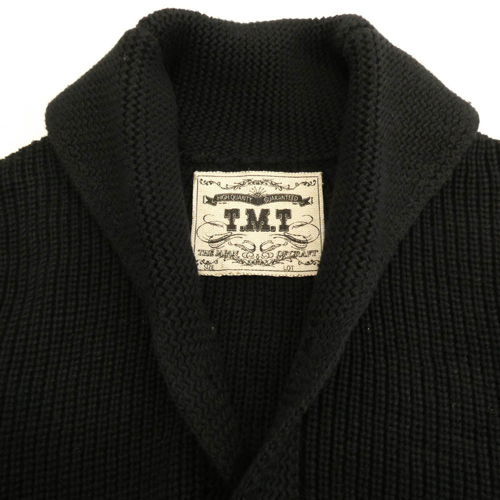 TMT ティーエムティー TKN-F13-04 HANDMADE SHAWL COLLAR CARDIGAN リネン混 ショールカラー ニット カーディガン ブラック系 S【中古】
