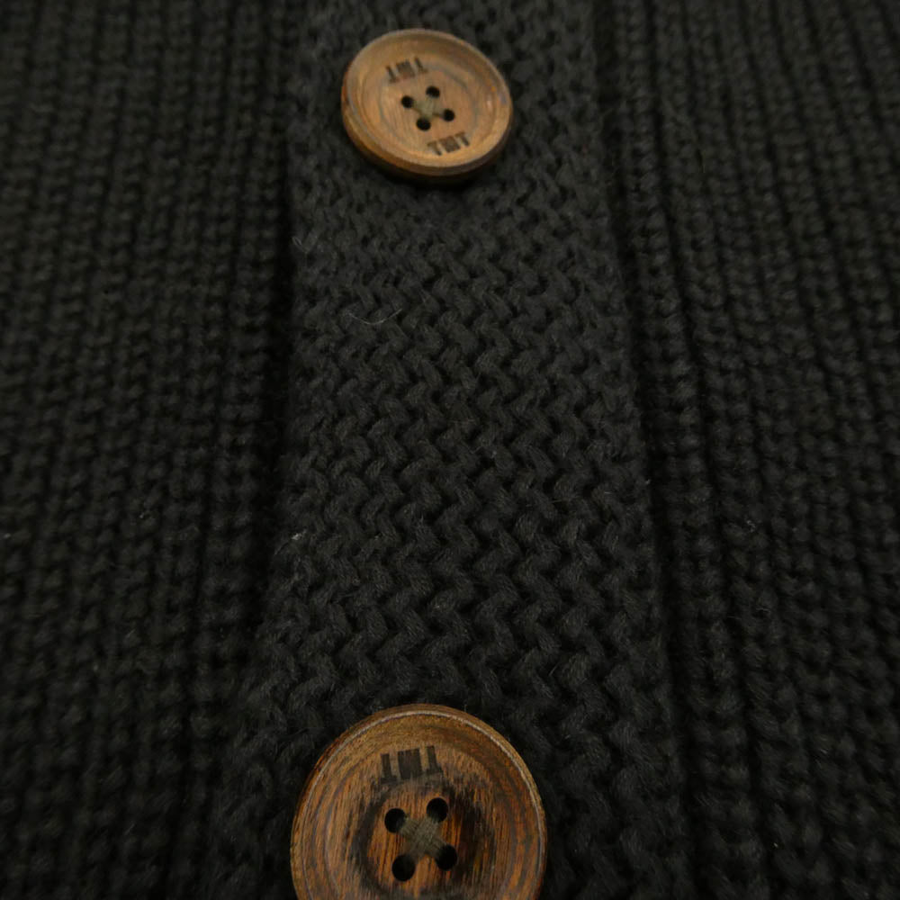 TMT ティーエムティー TKN-F13-04 HANDMADE SHAWL COLLAR CARDIGAN リネン混 ショールカラー ニット カーディガン ブラック系 S【中古】