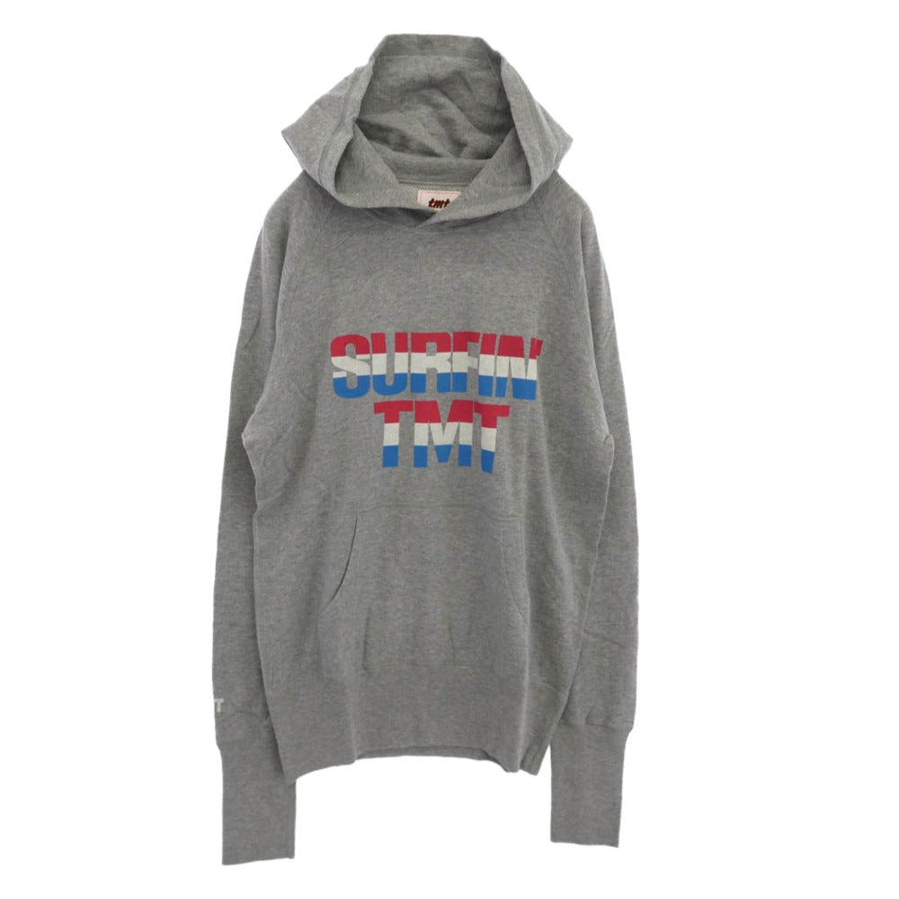 TMT ティーエムティー TSW-S1305 SURFIN TMT プリント プルオーバー スウェット パーカー フーディー グレー系 M【美品】【中古】