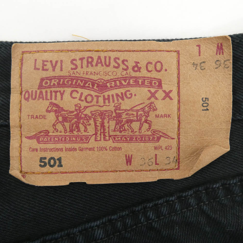 Levi's リーバイス USA製 ボタン裏552 501 カットオフ ブラック デニム パンツ ブラック系 W-36 L-34【中古】