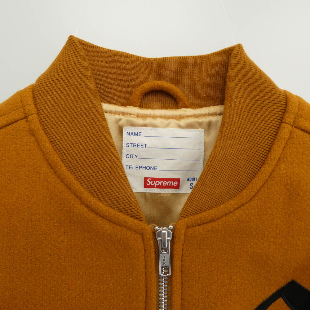 Supreme シュプリーム 16AW old english zip varsity jacket オールド イングリッシュ バーシティ ジャケット カーキ系 S【中古】