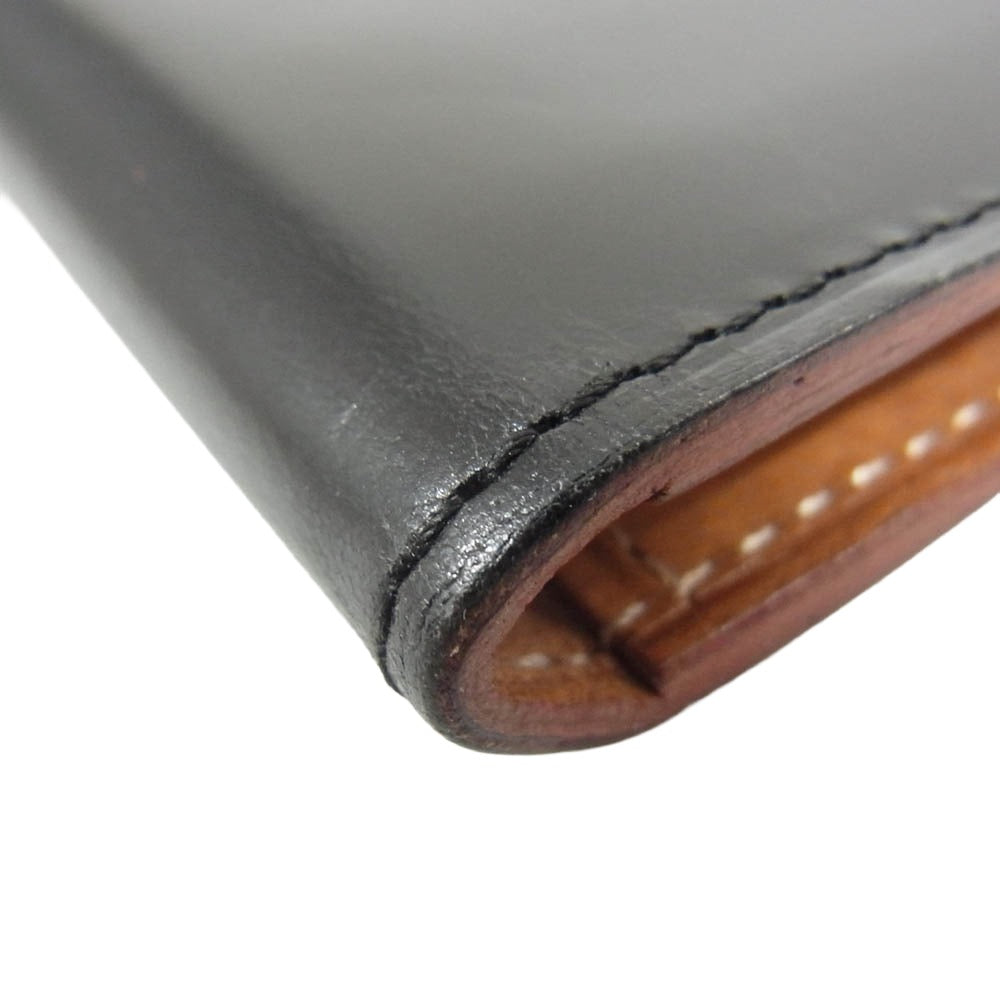 GANZO ガンゾ THIN BRIDLE シンブライドル ２面パスケース カードケース ブラック系【中古】