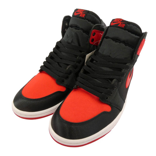 NIKE ナイキ FD4810-061 WMNS AIR JORDAN 1 RETRO HI OG SATIN BRED エア ジョーダン 1 ハイ サテン ブレッド スニーカー ブラック系 レッド系 28.5cm【極上美品】【中古】