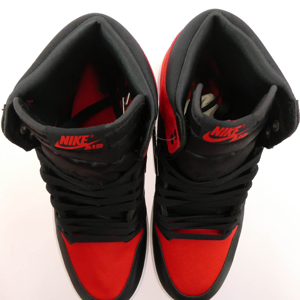 NIKE ナイキ FD4810-061 WMNS AIR JORDAN 1 RETRO HI OG SATIN BRED エア ジョーダン 1 ハイ サテン ブレッド スニーカー ブラック系 レッド系 28.5cm【極上美品】【中古】