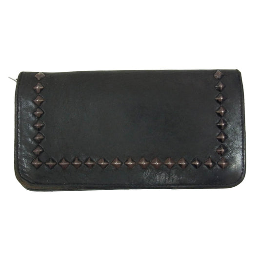 HTC エイチティーシー レザー ピラミッド スタッズ ウォレット 財布 ブラック系【中古】