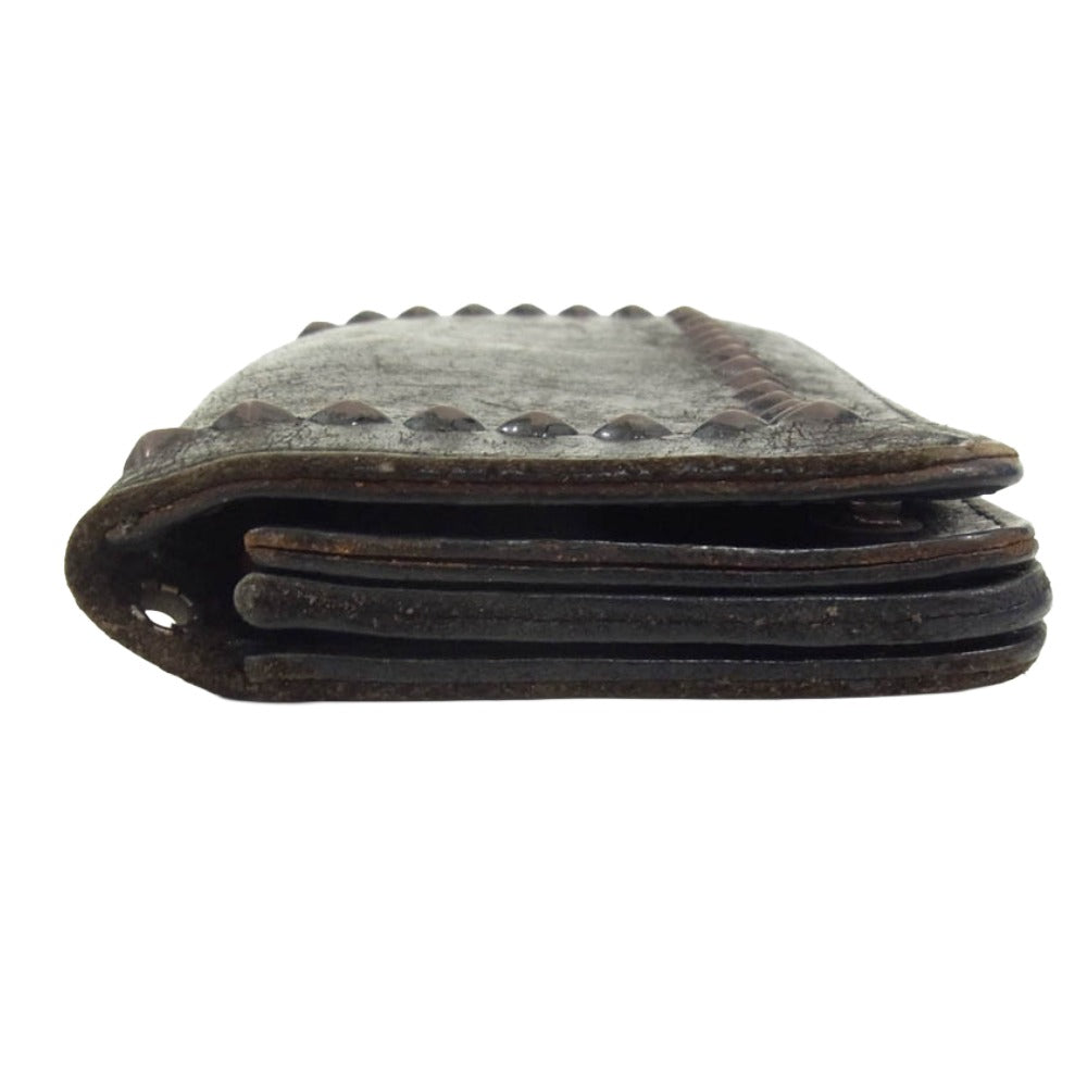 HTC エイチティーシー レザー ピラミッド スタッズ ウォレット 財布 ブラック系【中古】