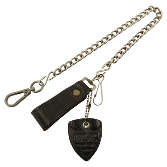 HTC エイチティーシー レザー ピラミッド スタッズ ウォレット チェーン ダークブラウン系【中古】