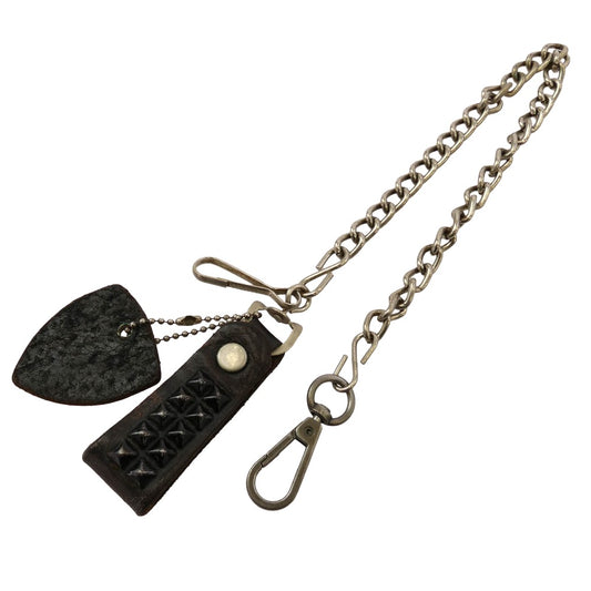 HTC エイチティーシー レザー ピラミッド スタッズ ウォレット チェーン ダークブラウン系【中古】