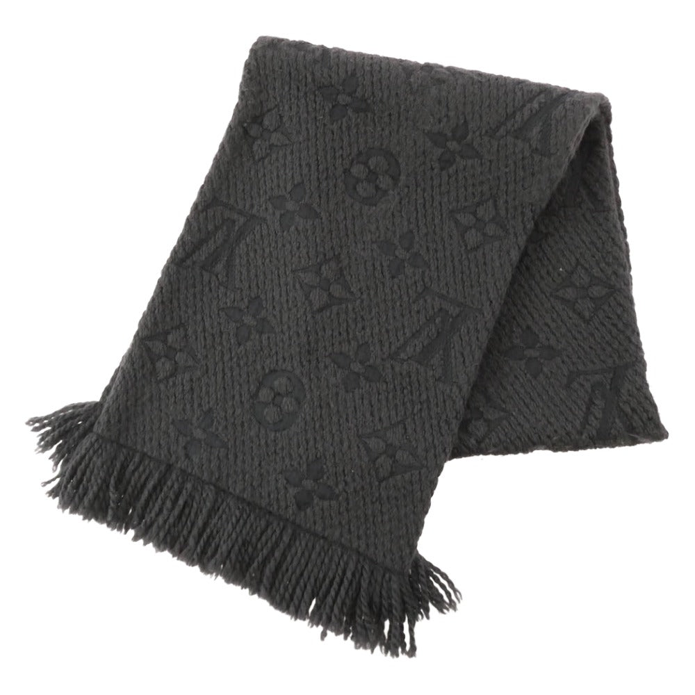 LOUIS VUITTON ルイ・ヴィトン M72431 エシャルプ ロゴマニア ウール シルク モノグラム マフラー ブラック系【中古】