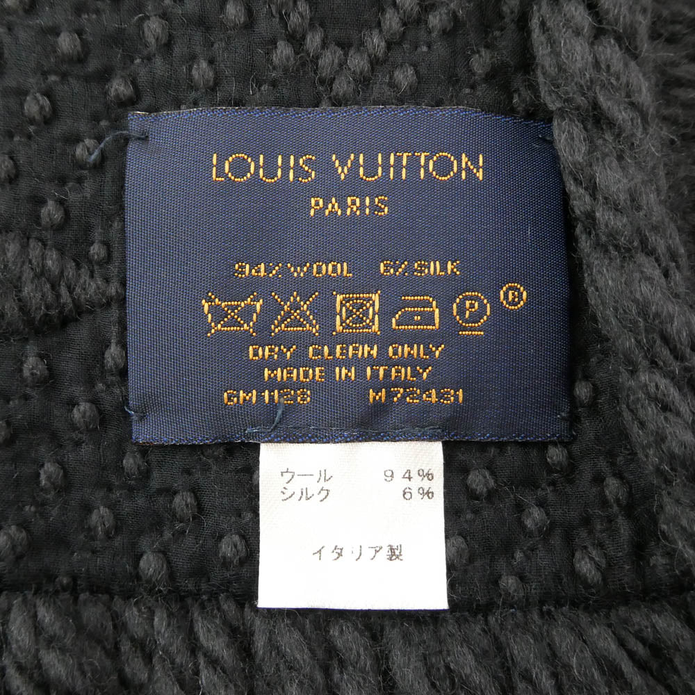 LOUIS VUITTON ルイ・ヴィトン M72431 エシャルプ ロゴマニア ウール シルク モノグラム マフラー ブラック系【中古】