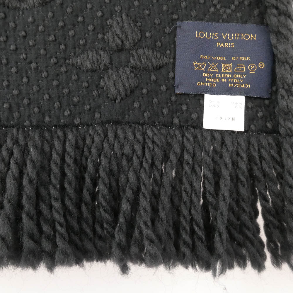 LOUIS VUITTON ルイ・ヴィトン M72431 エシャルプ ロゴマニア ウール シルク モノグラム マフラー ブラック系【中古】