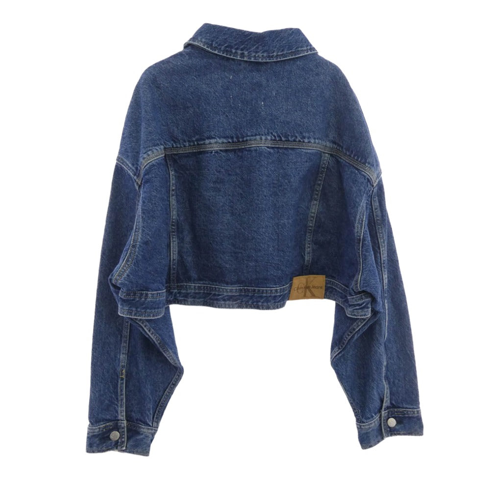 CALVIN KLEIN カルバンクライン J220662-1A4 BOXY CROPPED DENIM Jacket ボクシー クロップド デニム ジャケット インディゴブルー系 XS【極上美品】【中古】