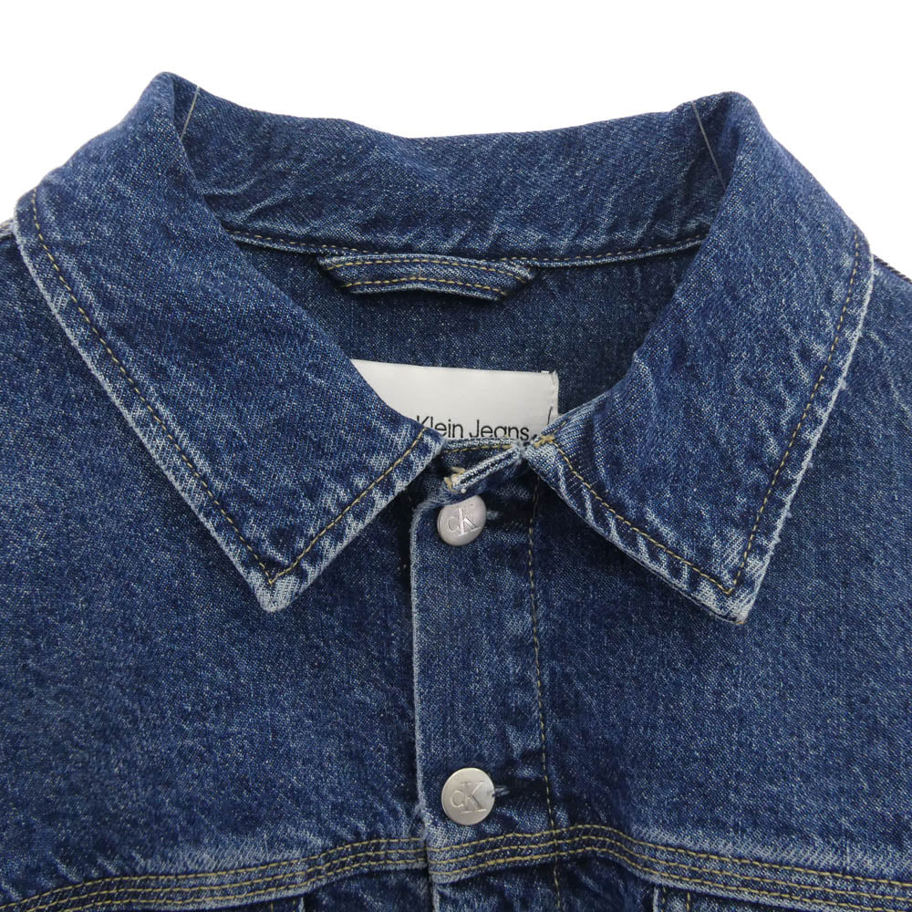 CALVIN KLEIN カルバンクライン J220662-1A4 BOXY CROPPED DENIM Jacket ボクシー クロップド デニム ジャケット インディゴブルー系 XS【極上美品】【中古】