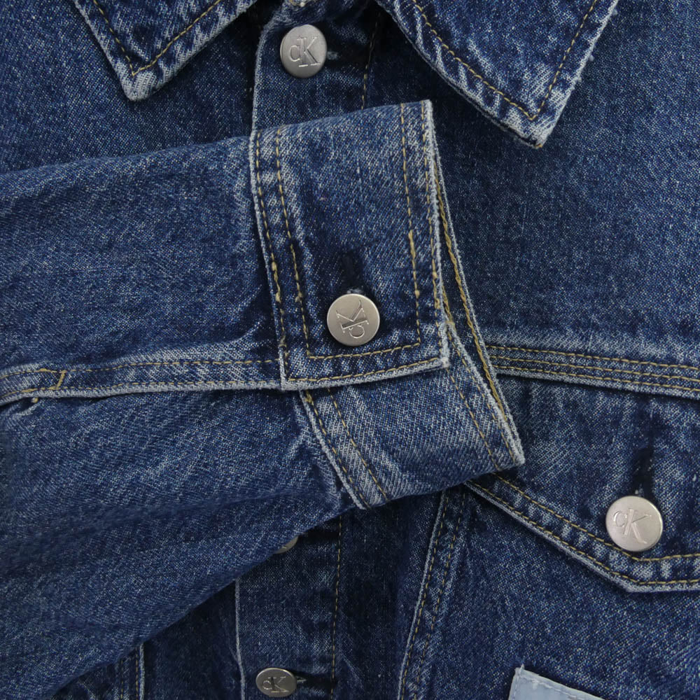 CALVIN KLEIN カルバンクライン J220662-1A4 BOXY CROPPED DENIM Jacket ボクシー クロップド デニム ジャケット インディゴブルー系 XS【極上美品】【中古】