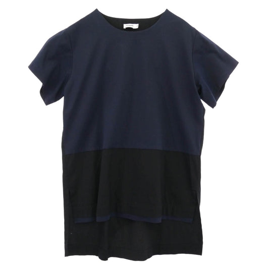 JIL SANDER ジルサンダー OW703015WE257408B51 レイヤード デザイン カラー切替 Tシャツ 半袖カットソー ネイビー系 M【中古】