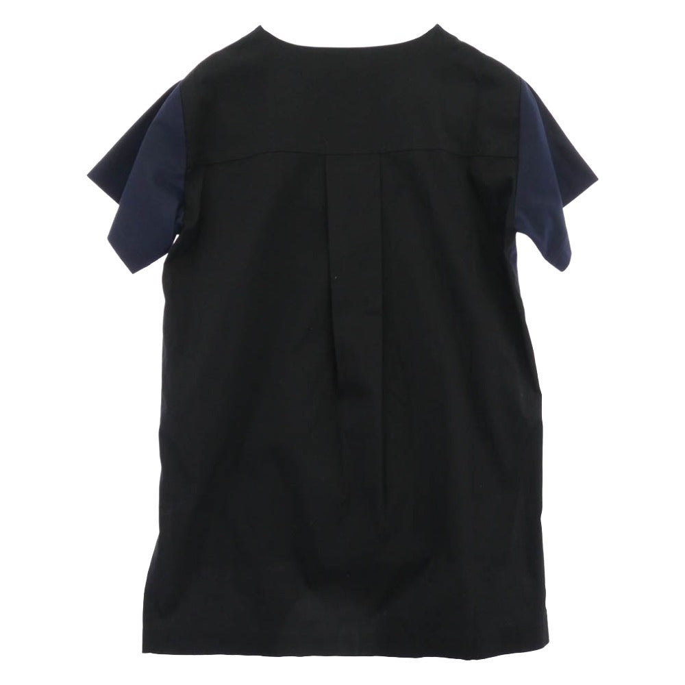 JIL SANDER ジルサンダー OW703015WE257408B51 レイヤード デザイン カラー切替 Tシャツ 半袖カットソー ネイビー系 M【中古】