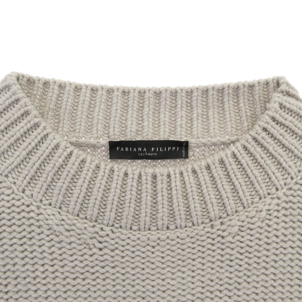 ファビアナフィリッピ カシミヤ100％ 袖ケーブル編み ボトルネック ニット セーター オフホワイト系 US XS【中古】