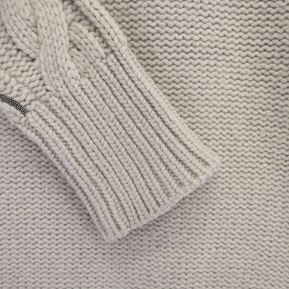 ファビアナフィリッピ カシミヤ100％ 袖ケーブル編み ボトルネック ニット セーター オフホワイト系 US XS【中古】