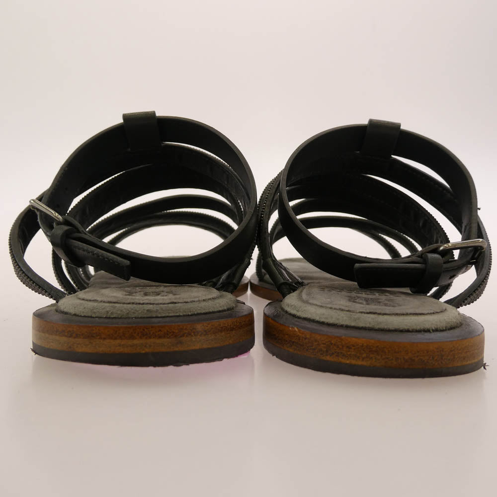 Brunello Cucinelli ブルネロクチネリ ライトストーン レザーストラップ サンダル ブラック系 37【中古】