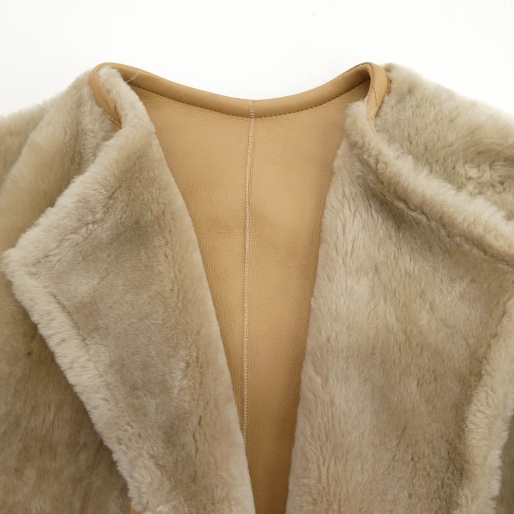 Ron Herman ロンハーマン 341040019 ノーカラー ムートンレザー ボア切替 ジャケット ベージュ系 S【中古】