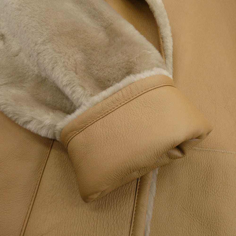 Ron Herman ロンハーマン 341040019 ノーカラー ムートンレザー ボア切替 ジャケット ベージュ系 S【中古】