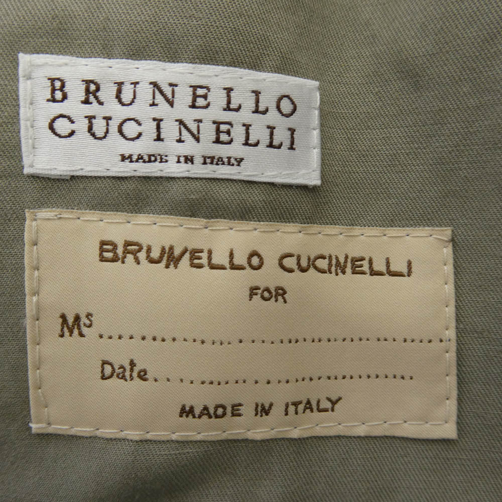 Brunello Cucinelli ブルネロクチネリ ニット切替 コットン ハーフコート ショートコート カーキ系 42【中古】