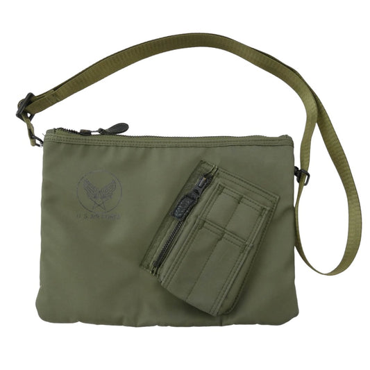 Pherrow's フェローズ U,S,AIR FORCE ミリタリー サコッシュ ショルダー バッグ モスグリーン系【中古】