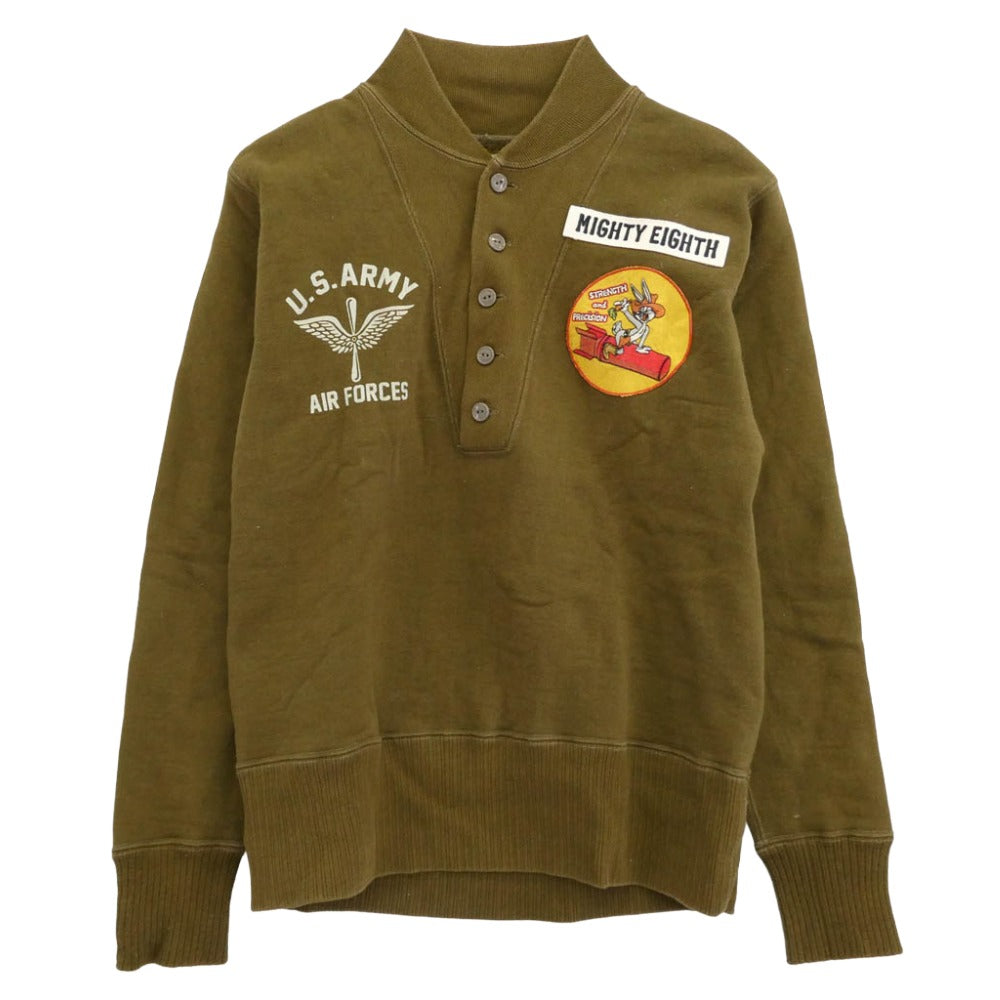 TOY'S McCOY トイズマッコイ ワーナー ブラザース ヘンリーネック スウェット トレーナー カーキ カーキ系 38【中古】