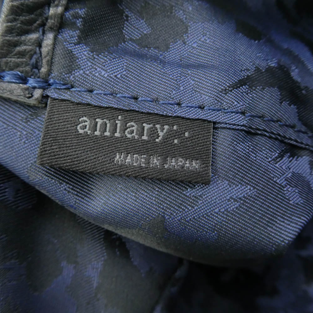 aniary アニアリ 07-01005 Shrink Leather そぎ落としブリーフ ビジネスバッグ NAVY ネイビー系【極上美品】【中古】