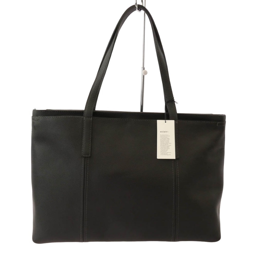 aniary アニアリ 07-02011 Shrink Leather シュリンクレザー ビジネストート チャコール系【極上美品】【中古】