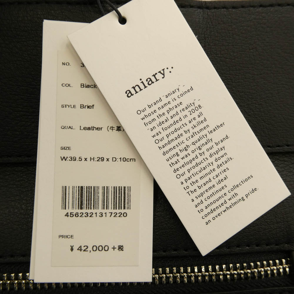 aniary アニアリ 36-01000 Artisan Leather ビジネストート レザー ブリーフ ブラック系【極上美品】【中古】