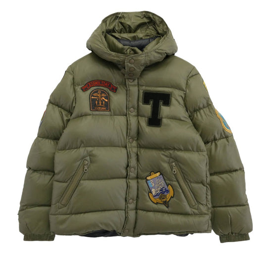 TMT ティーエムティー TJK-F1207 ワッペン付き ダウン ジャケット グリーン系 S【極上美品】【中古】