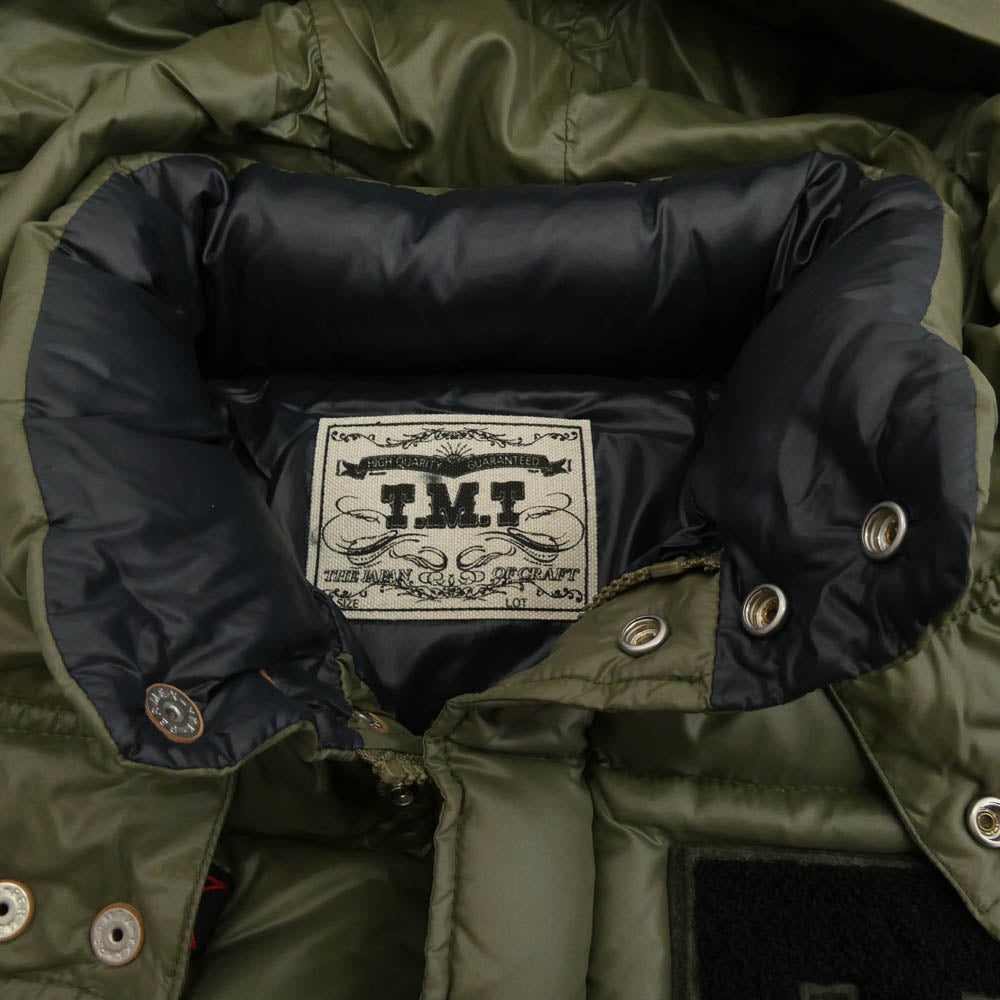 TMT ティーエムティー TJK-F1207 ワッペン付き ダウン ジャケット グリーン系 S【極上美品】【中古】
