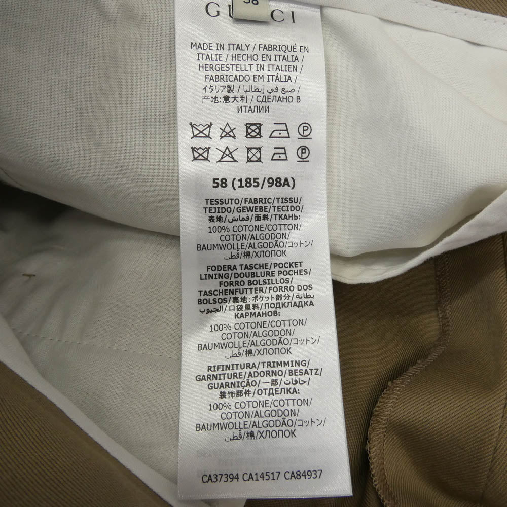 GUCCI グッチ 468518 Z3732 ウェブ付き コットン シックスティーズ パンツ ベージュ系 58【新古品】【未使用】【中古】