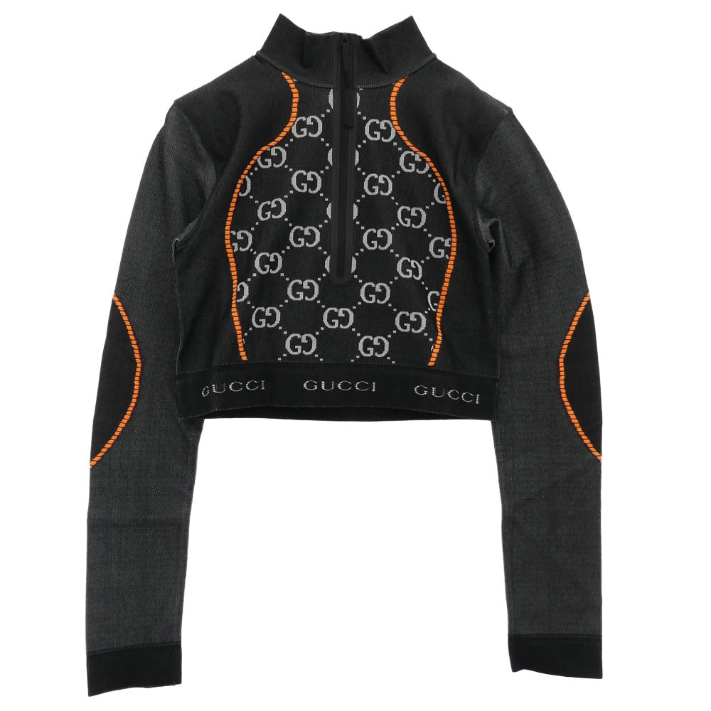 GUCCI グッチ 689201 XJEFU GG Jersey Jacquard Cropped Top ジャージー ジャカード クロップド トップ ジャケット ブラック系 M【新古品】【未使用】【中古】