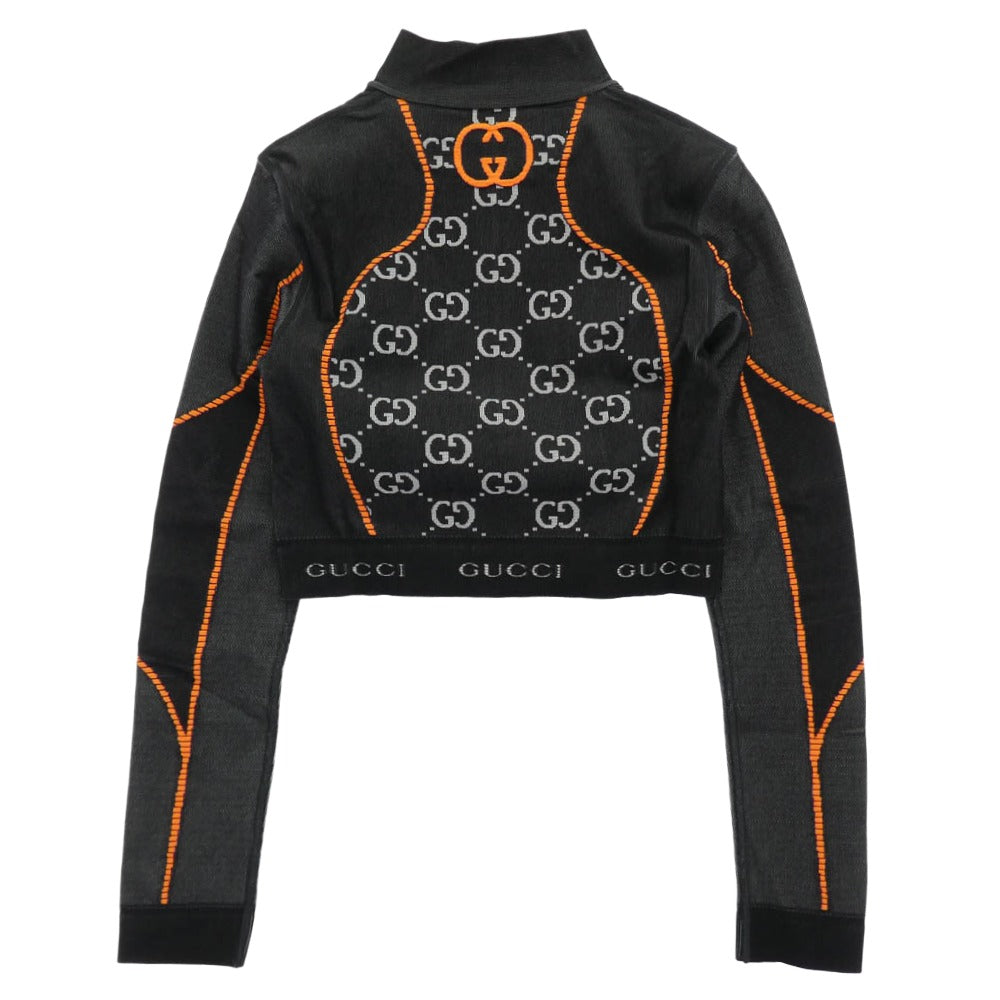 GUCCI グッチ 689201 XJEFU GG Jersey Jacquard Cropped Top ジャージー ジャカード クロップド トップ ジャケット ブラック系 M【新古品】【未使用】【中古】