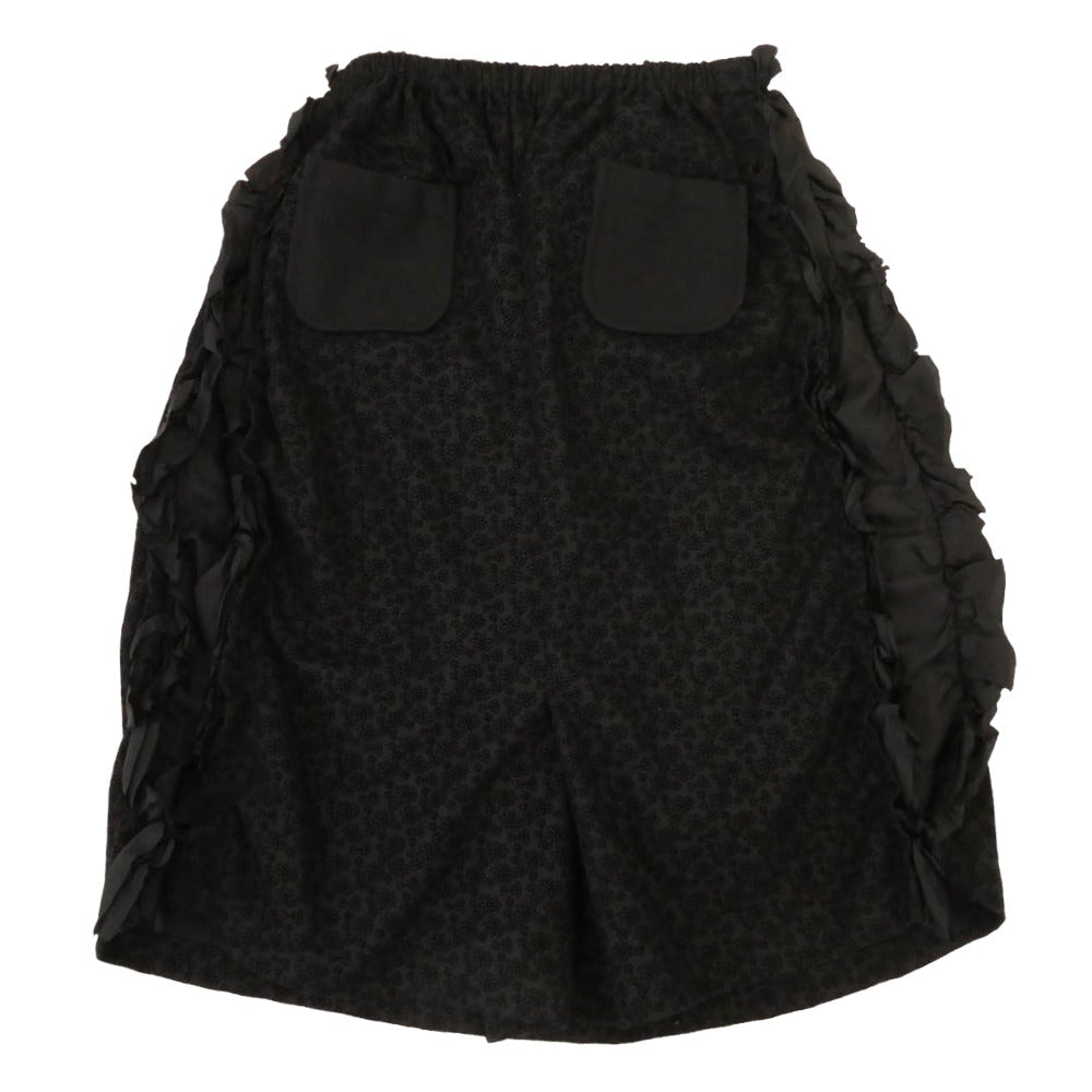 tricot COMME des GARCONS トリココムデギャルソン TT-S026 2017AD フラワー総柄 花柄 フリル ドッキング スカート ブラック系【中古】