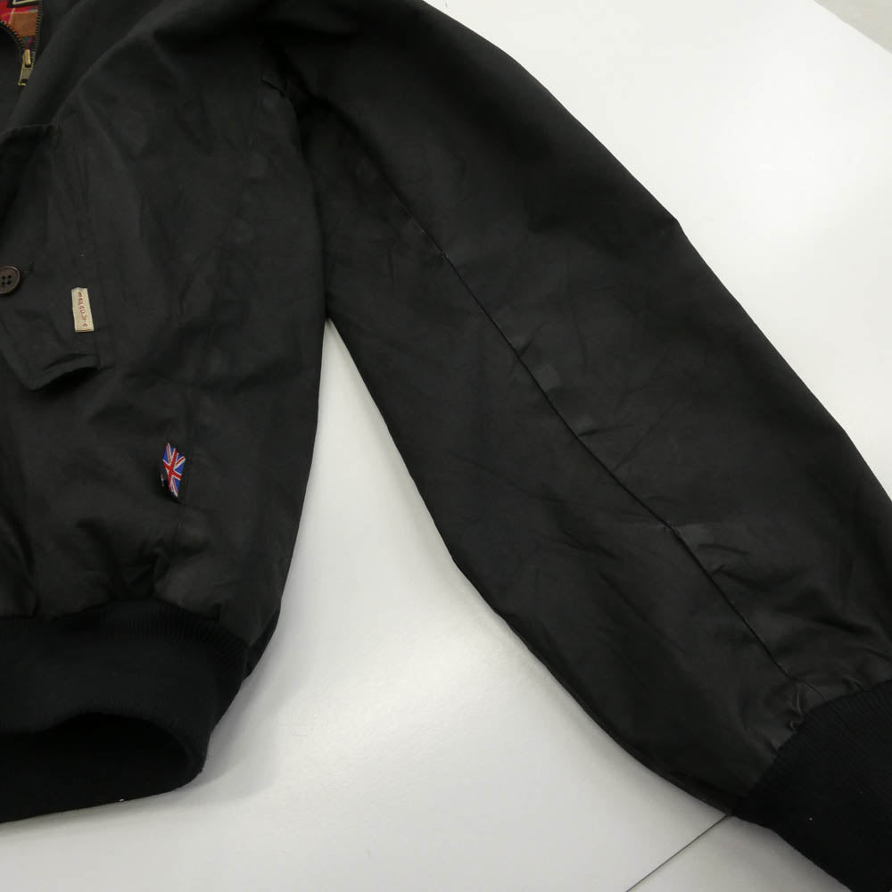 BARACUTA バラクータ 英国製 millerain 137 Project G-9 裏地チェック ワックスコットン ハリントンジャケット スウィングトップ ブラック系 44【中古】