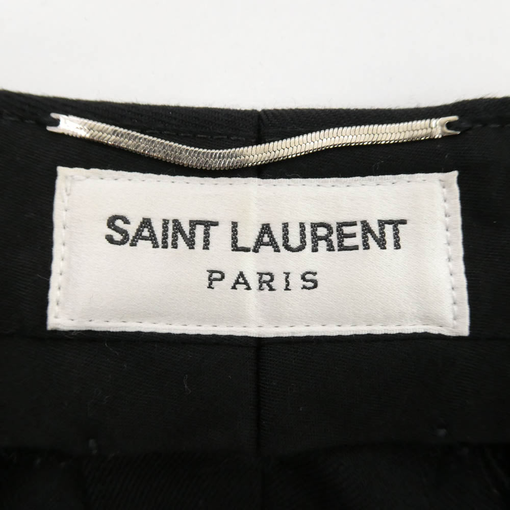 SAINT LAURENT サンローラン P29H 607843 ウール スラックス テーパード パンツ ブラック系 46【中古】