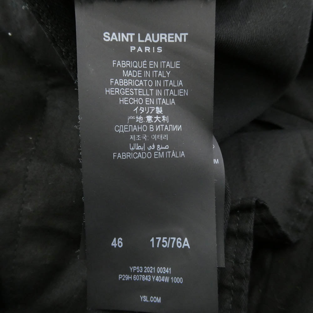 SAINT LAURENT サンローラン P29H 607843 ウール スラックス テーパード パンツ ブラック系 46【中古】