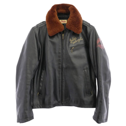 INDIAN MOTOCYCLE インディアン モトサイクル 94697 牛革 レザー シングル ライダース ジャケット ブラック系 ブラウン系【中古】