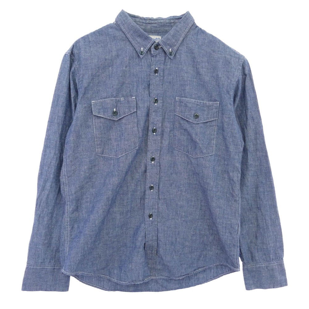 TENDERLOIN テンダーロイン T-CHAMBRAY SHT BD ボタンダウン シャンブレー マーブルボタン 長袖シャツ XS ブルー系 XS【中古】